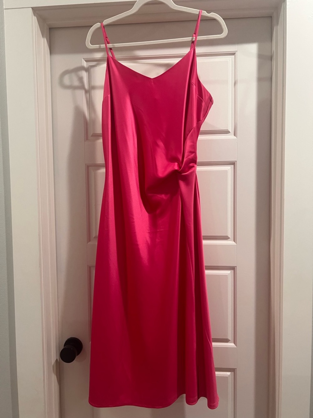 Versona Fuchsia Satin Midi Slip Dress